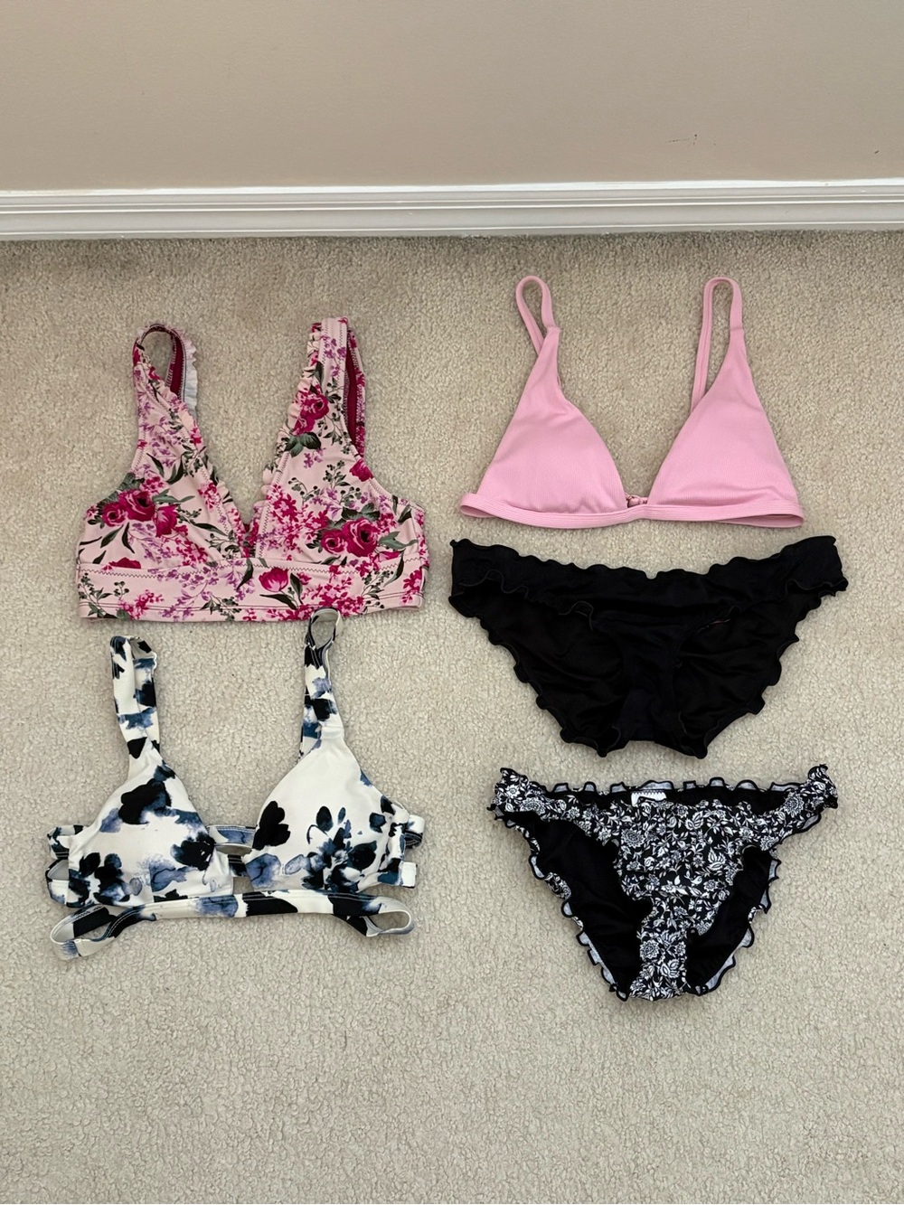 A Collection of Bikini Tops and Bottoms